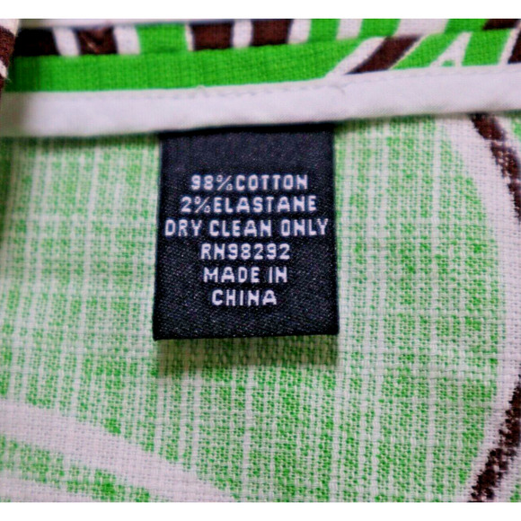 Tibi Size 4 Geometric Print 60s Style Mini Dress Cotton Green Brown - Picture 8 of 8